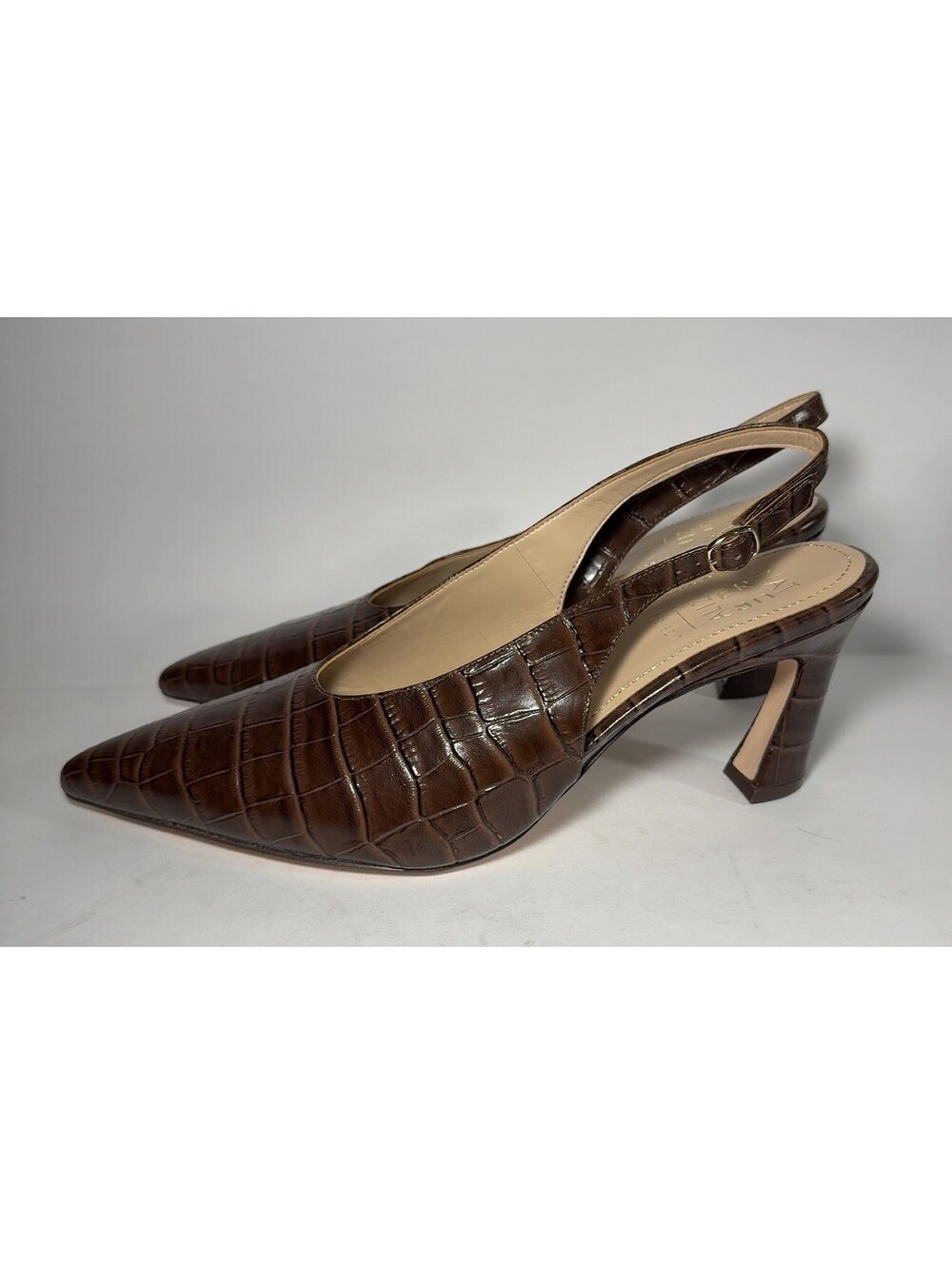 Naturalizer 27 Edit Elaine Brown Croc Embossed Slingback Pumps Size 11 W